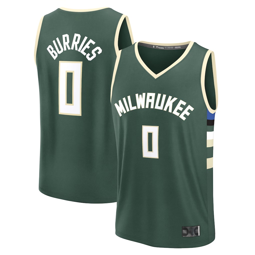 Jamed M.Bucks #0 Brayden Burries Green 2026  Draft First Round Pick Fast Break Jerseys - Icon Edition