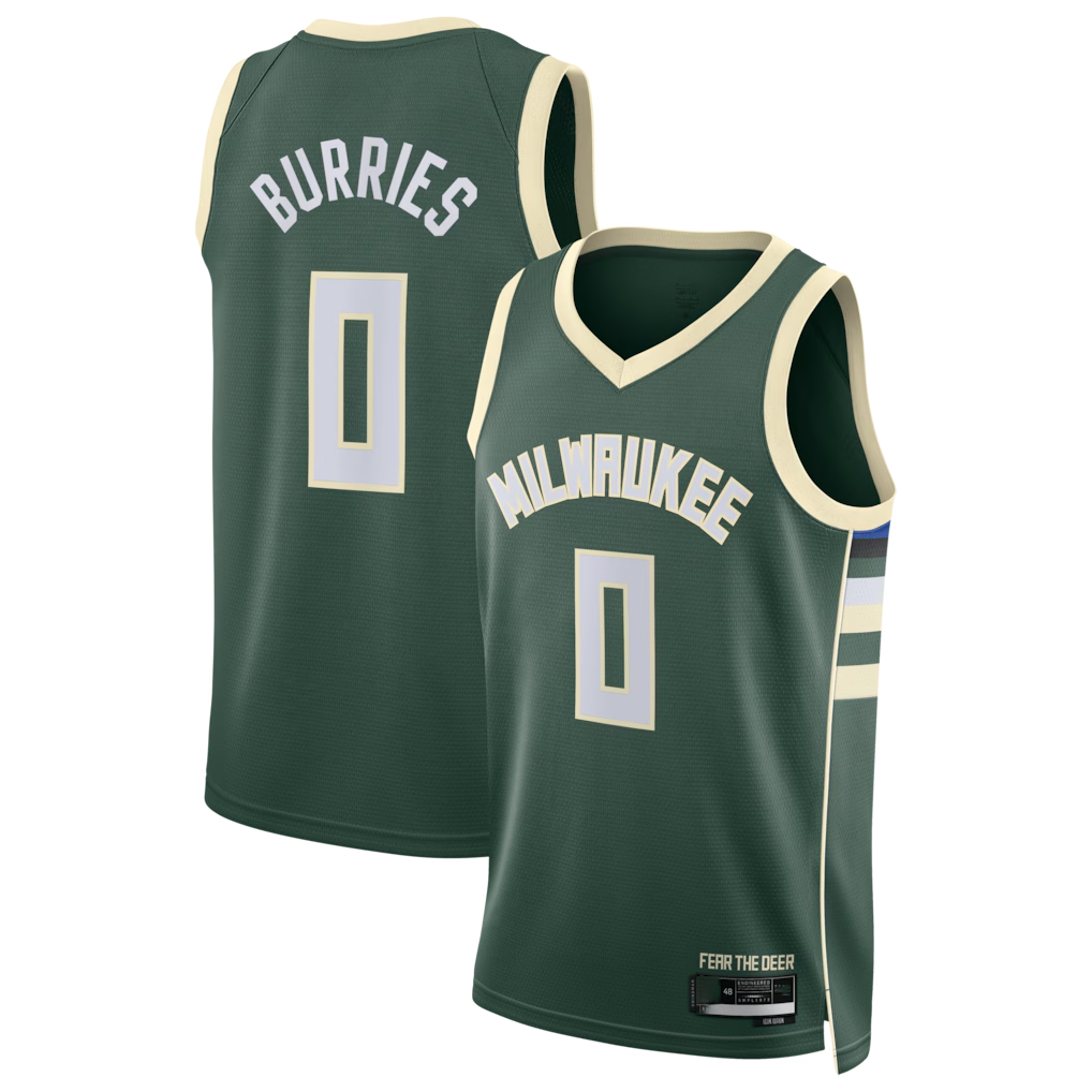 Jamed M.Bucks #0 Brayden Burries Hunter Green Swingman Jerseys - Icon Edition