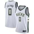 Jamed M.Bucks #0 Damian Lillard White Swingman Player Jerseys - Association Edition