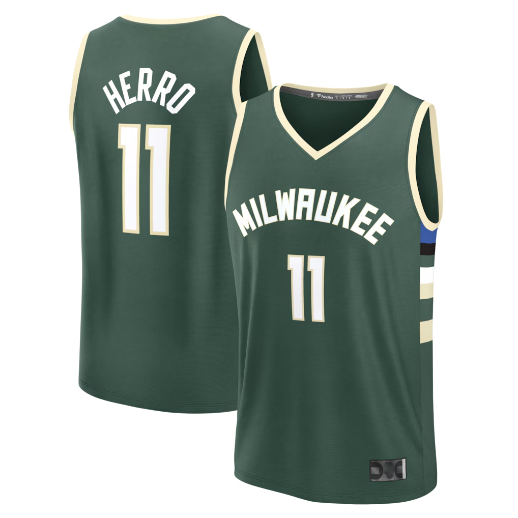 Jamed M.Bucks #11 Tyler Herro Hunter Green Fast Break Replica Jerseys - Icon Edition