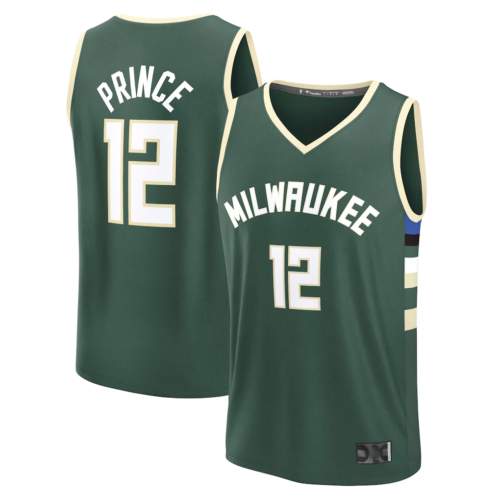 Jamed M.Bucks #12 Taurean Prince Hunter Green Fast Break Replica Player Jerseys - Icon Edition