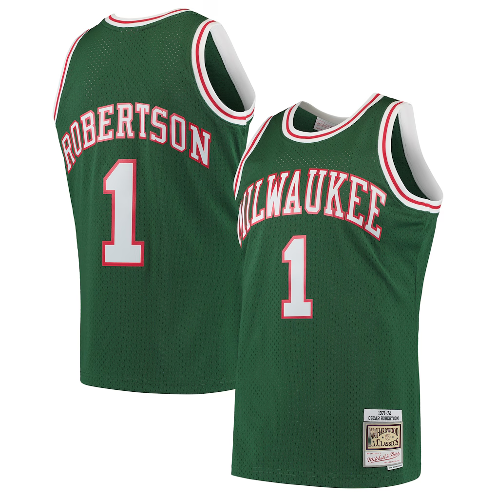 Jamed M.Bucks #1 Oscar Robertson Mitchell & Ness Green 197172 Hardwood Classics Swingman Jerseys