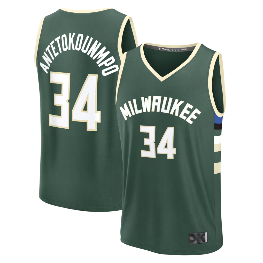 Jamed M.Bucks #34 Giannis Antetokounmpo Hunter Green Fast Break Replica Player Jerseys - Icon Edition