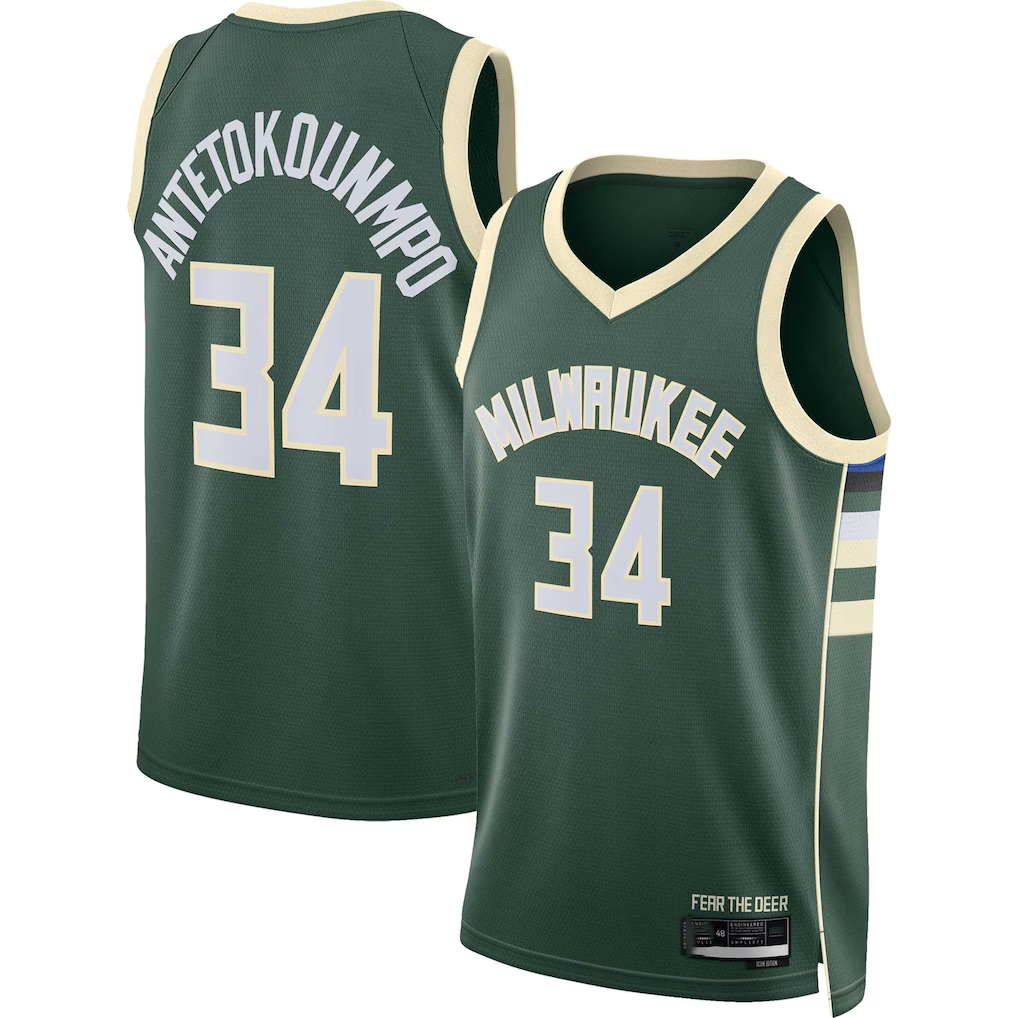 Jamed M.Bucks #34 Giannis Antetokounmpo Hunter Green Swingman Jerseys - Icon Edition
