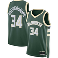 Jamed M.Bucks #34 Giannis Antetokounmpo Hunter Green Swingman Jerseys - Icon Edition