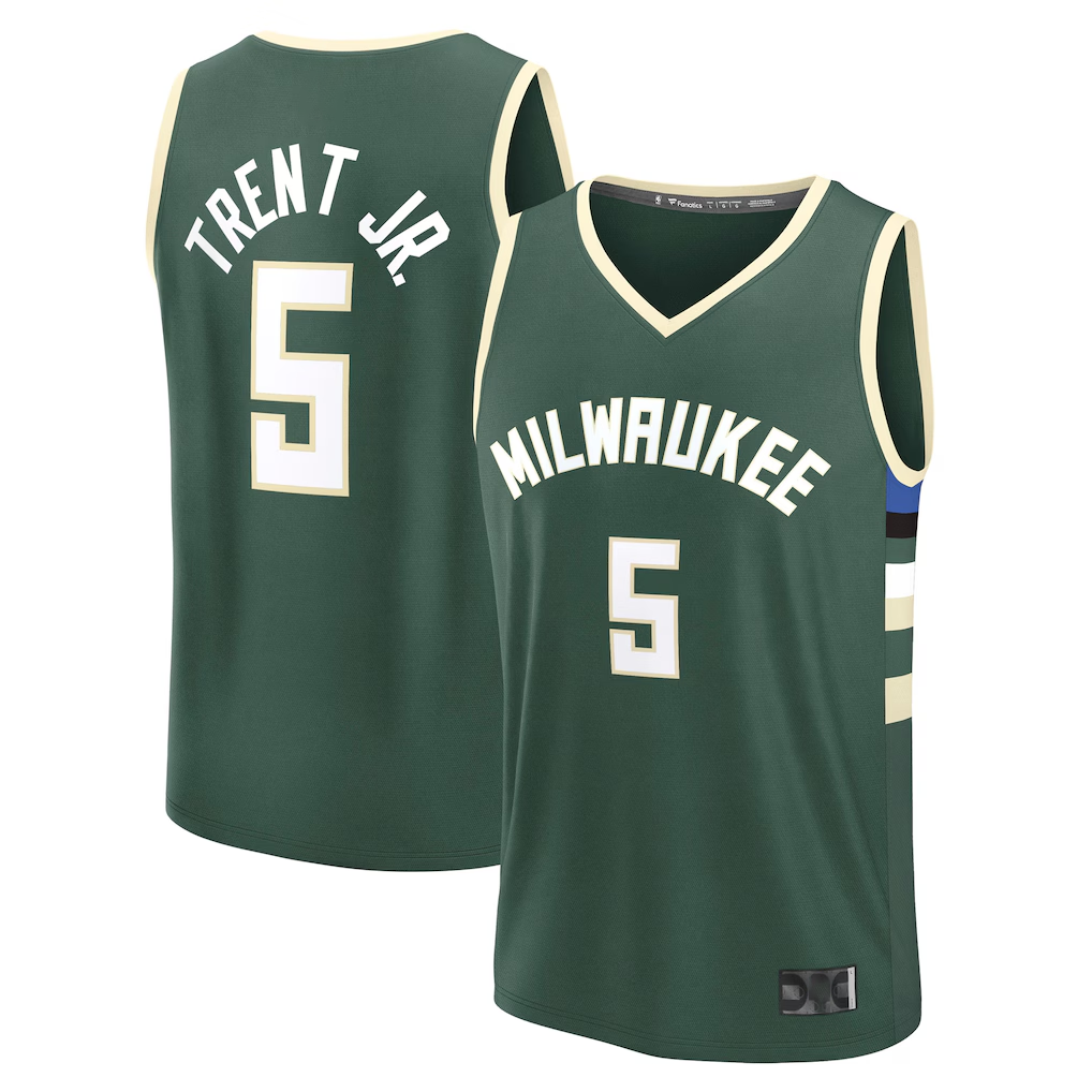 Jamed M.Bucks #5 Gary Trent Jr. Hunter Green Fast Break Replica Player Jerseys - Icon Edition
