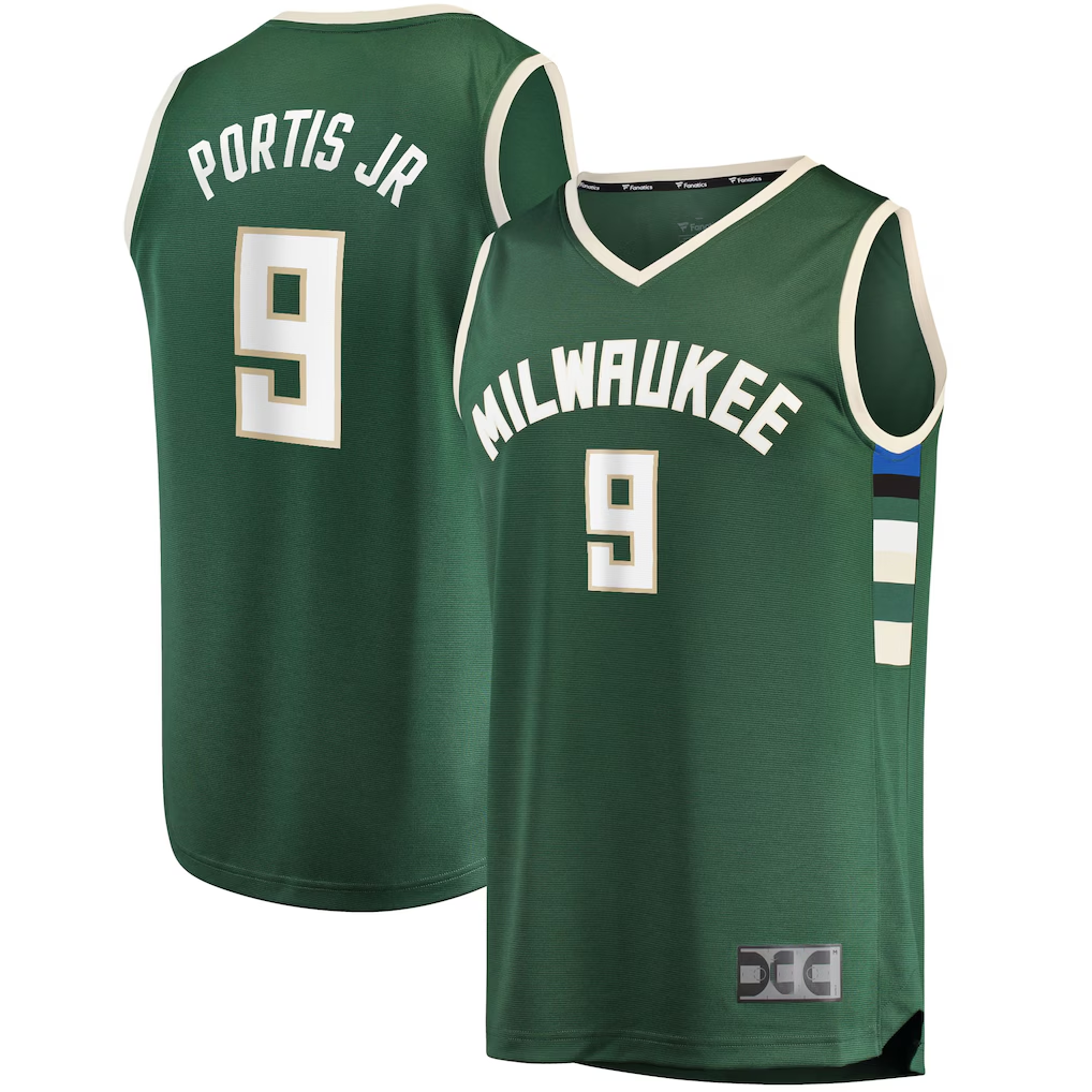 Jamed M.Bucks #9 Bobby Portis Green Fast Break Replica Jerseys - Icon Edition
