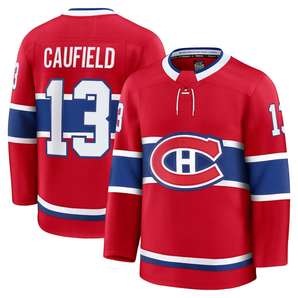 Jamed M.Canadiens #13 Cole Caufield Red Home Premium Jerseys