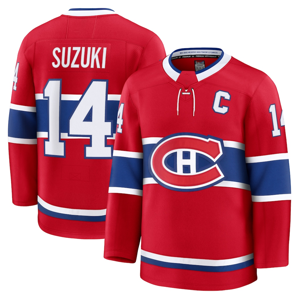 Jamed M.Canadiens #14 Nick Suzuki Red Home Premium Jerseys