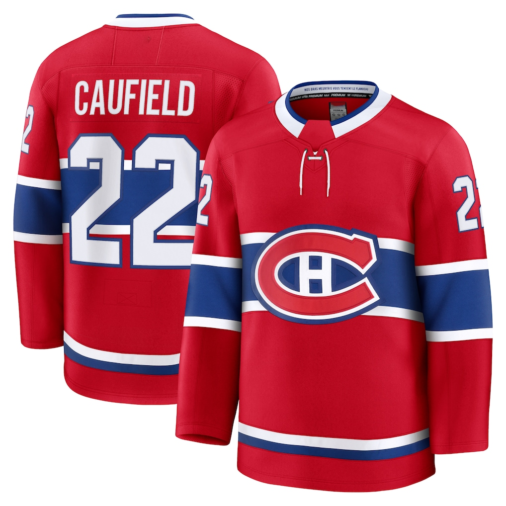 Jamed M.Canadiens #22 Cole Caufield Red Home Premium Jerseys