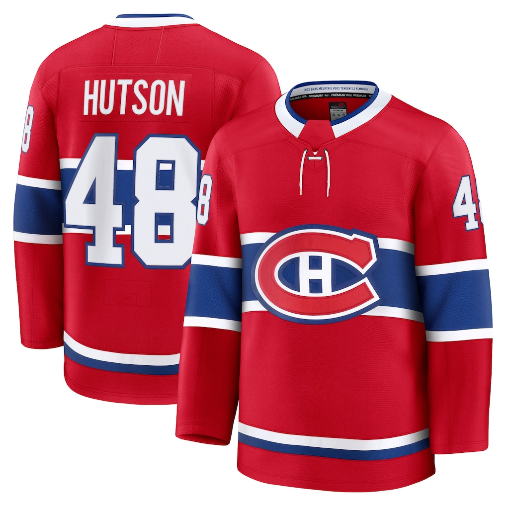 Jamed M.Canadiens #48 Lane Hutson Red Home Premium Jerseys