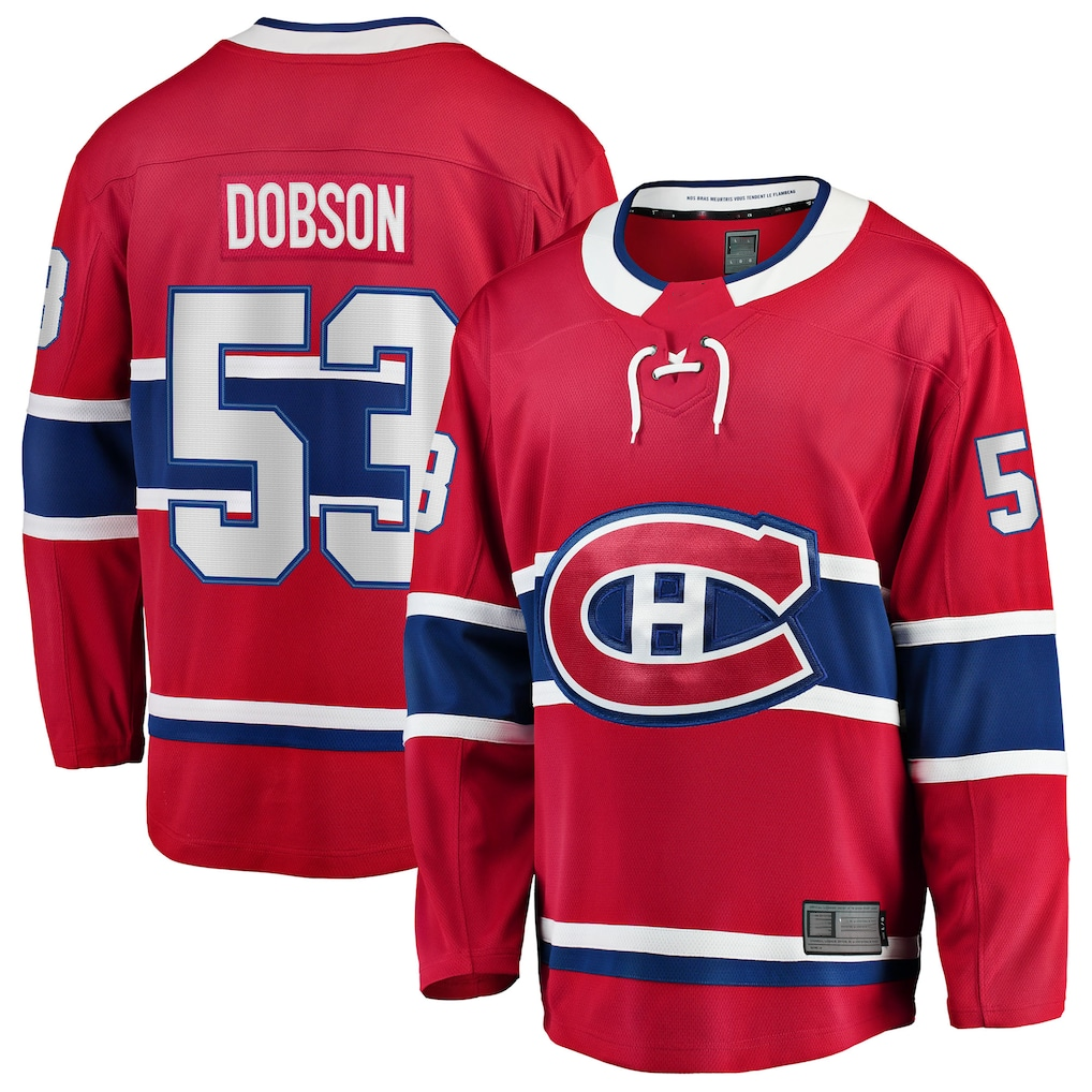 Jamed M.Canadiens #53 Noah Dobson Red Home Breakaway Jerseys
