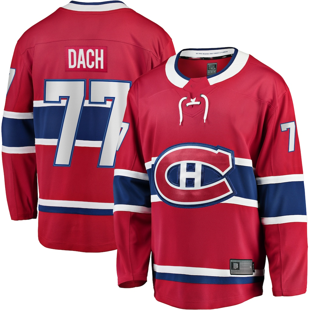 Jamed M.Canadiens #77 Kirby Dach Red Home Breakaway Player Jerseys
