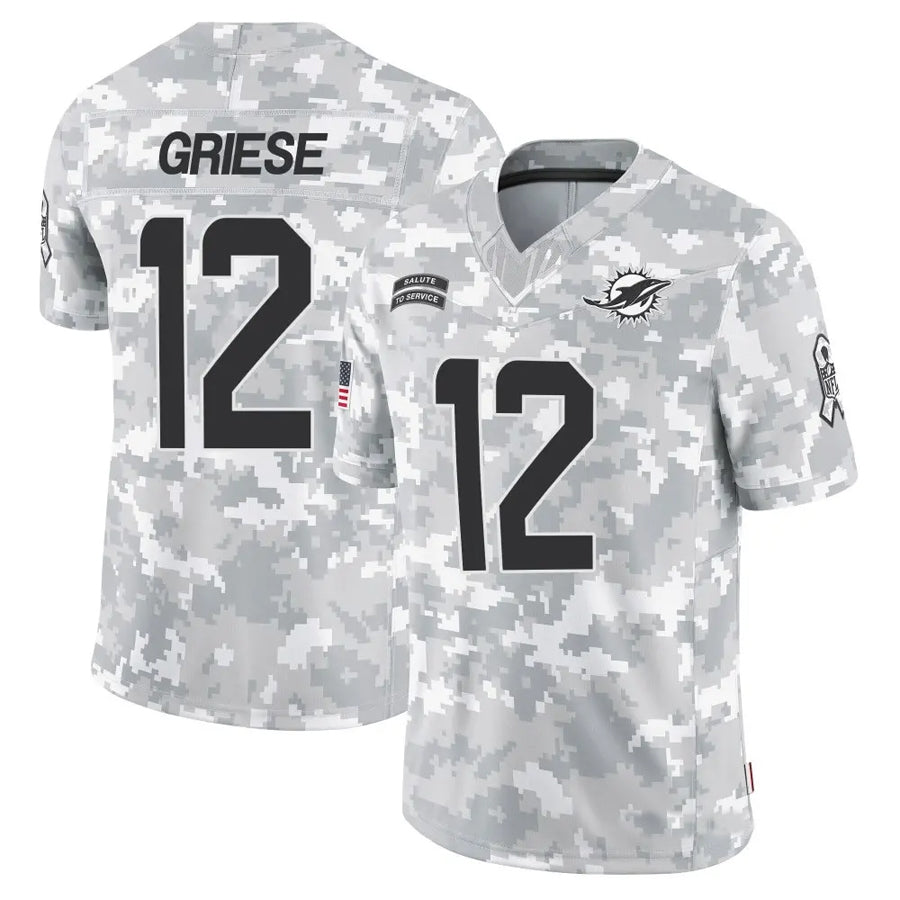 Jamed M.Dolphins #12 Bob Griese Player Arctic Camo Salute to Service Limited Stitched Jerseys