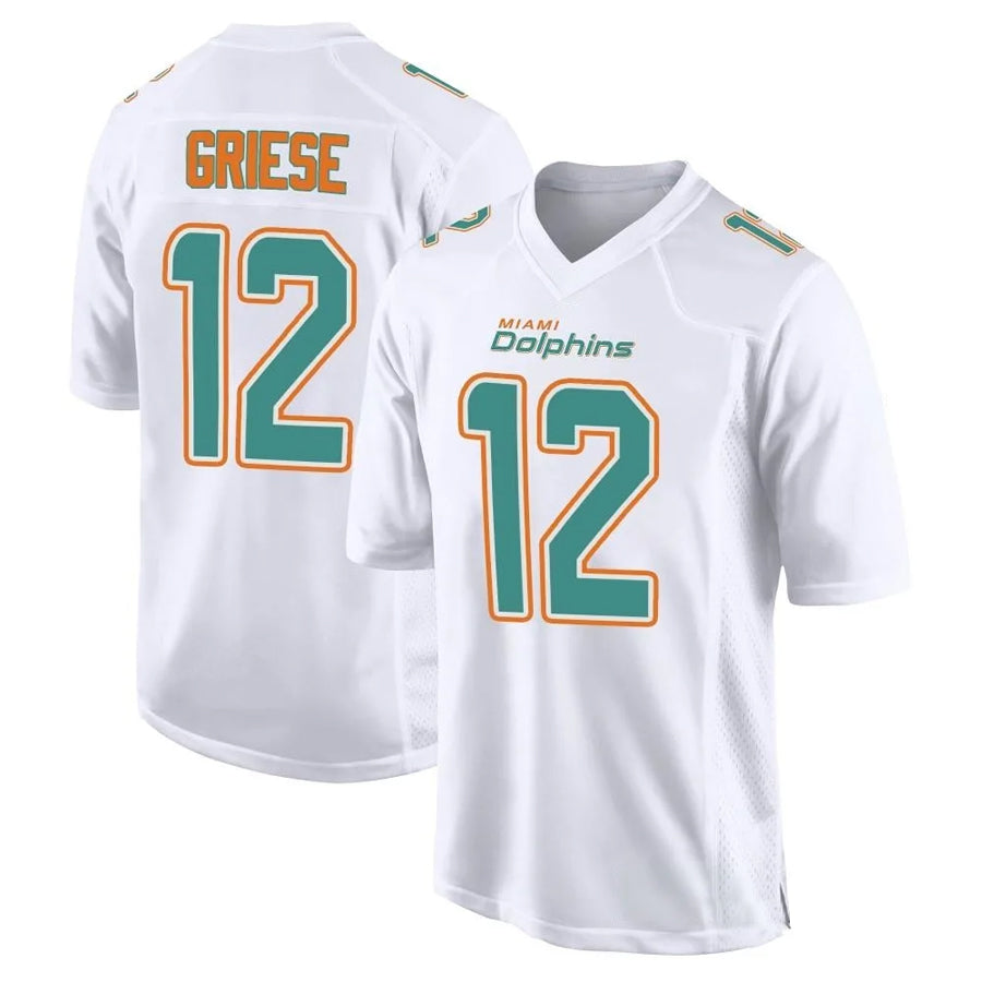 Jamed M.Dolphins #12 Bob Griese Player White Fashion Game Stitched Jerseys