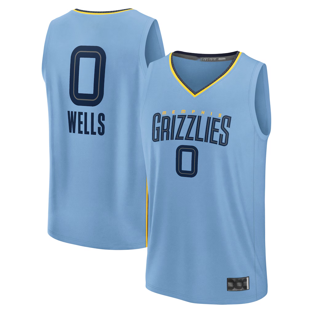 Jamed M.Grizzlies #0 Jaylen Wells Light Blue Fast Break Replica Player Stitched Jerseys- Statement Edition
