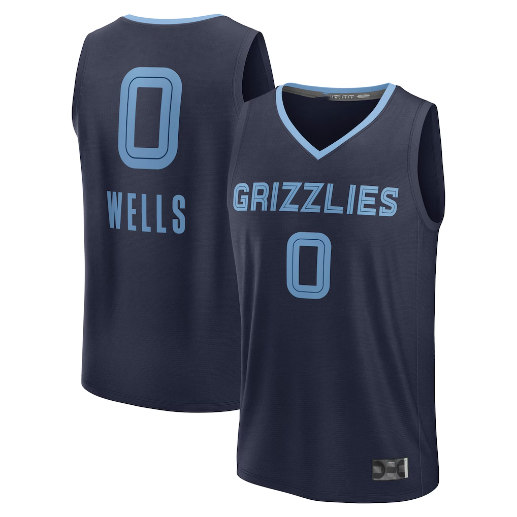 Jamed M.Grizzlies #0 Jaylen Wells Navy Fast Break Replica Player Stitched Jerseys- Icon Edition