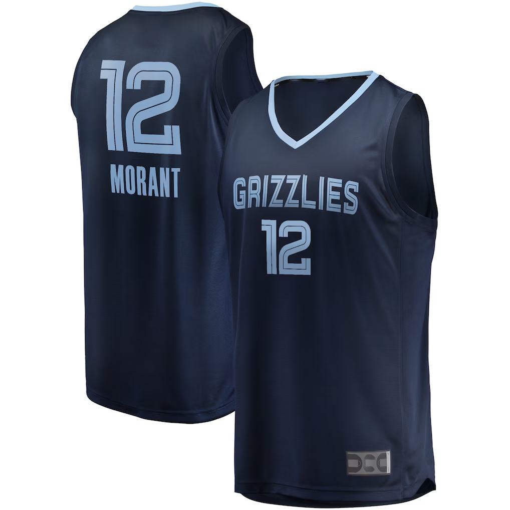 Jamed M.Grizzlies #12 Ja Morant Navy Big & Tall Fast Break Player Stitched Jerseys- Icon Edition