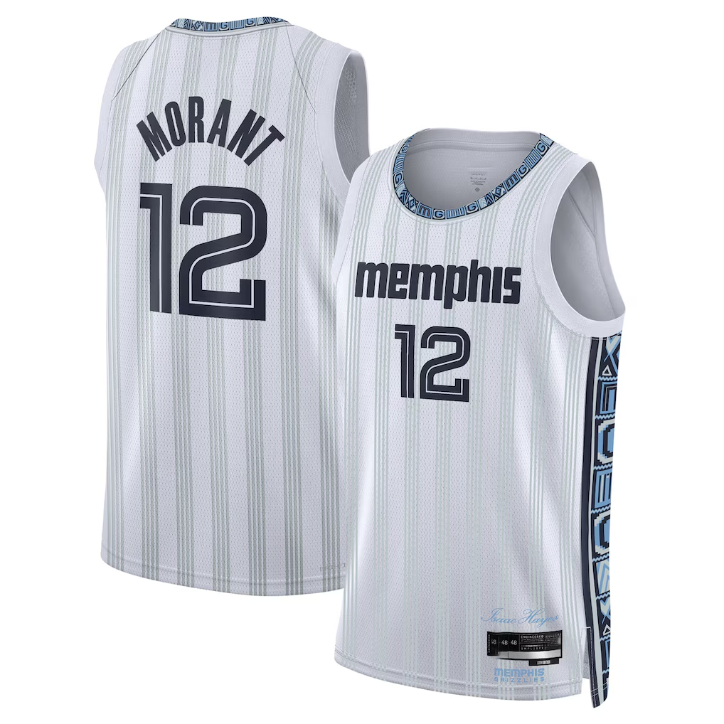 Jamed M.Grizzlies #12 Ja Morant White 2025-2026 Swingman Stitched Jerseys- City Edition
