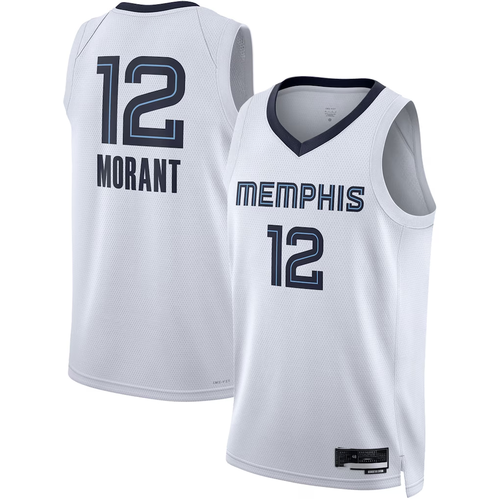 Jamed M.Grizzlies #12 Ja Morant White Swingman Stitched Jerseys- Association Edition