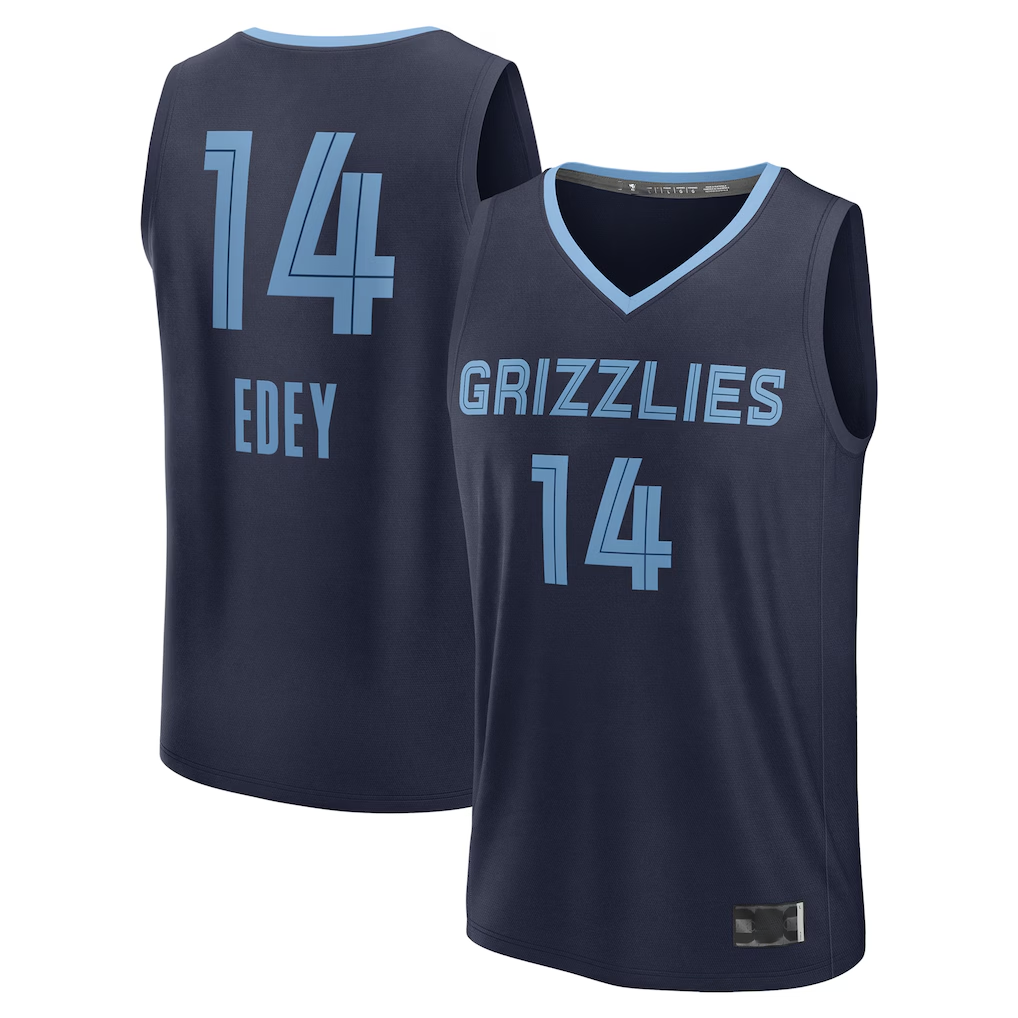 Jamed M.Grizzlies #14 Zach Edey Navy Draft Fast Break Player Stitched Jerseys- Icon Edition