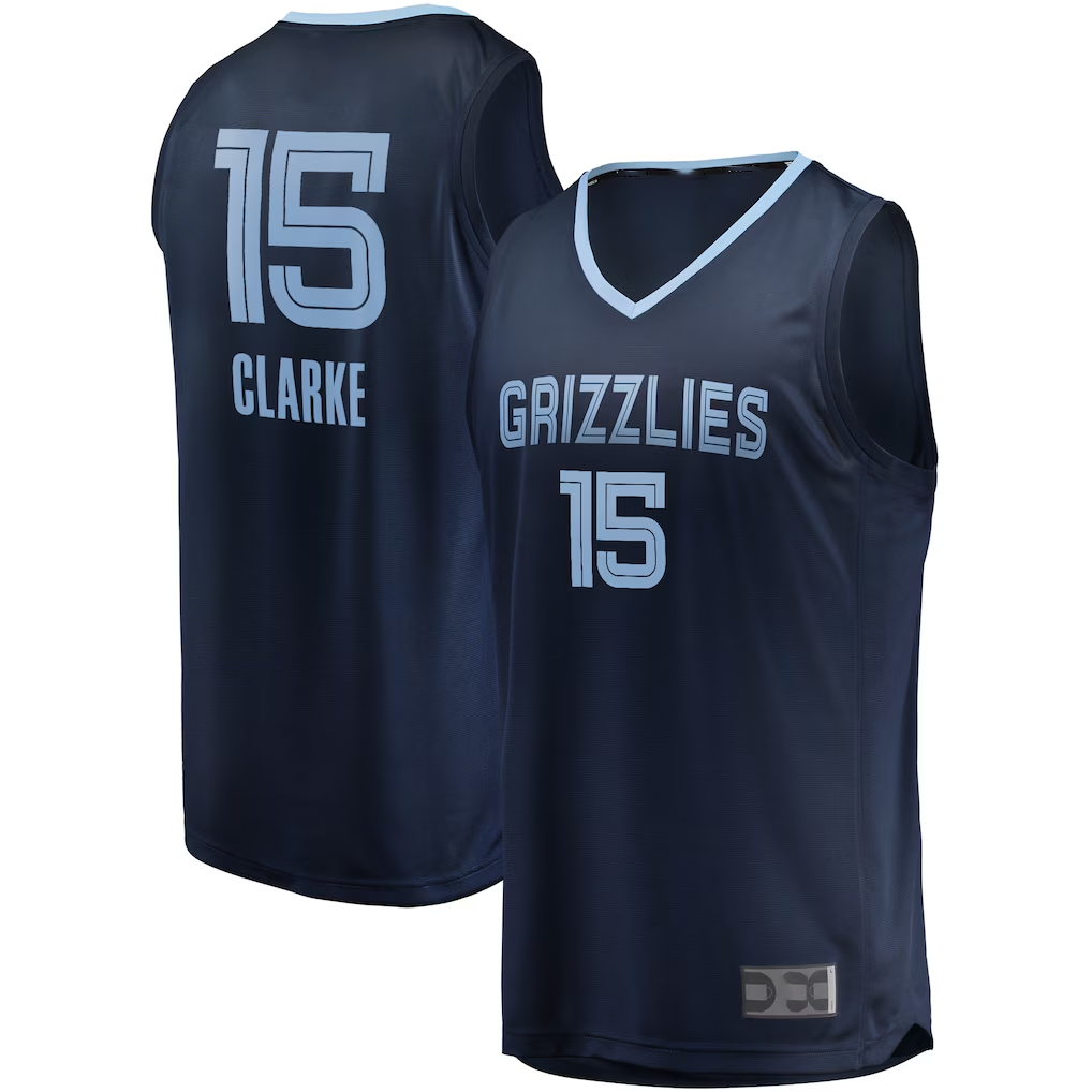 Jamed M.Grizzlies #15 Brandon Clarke Navy Fast Break Replica Stitched Jerseys- Icon Edition