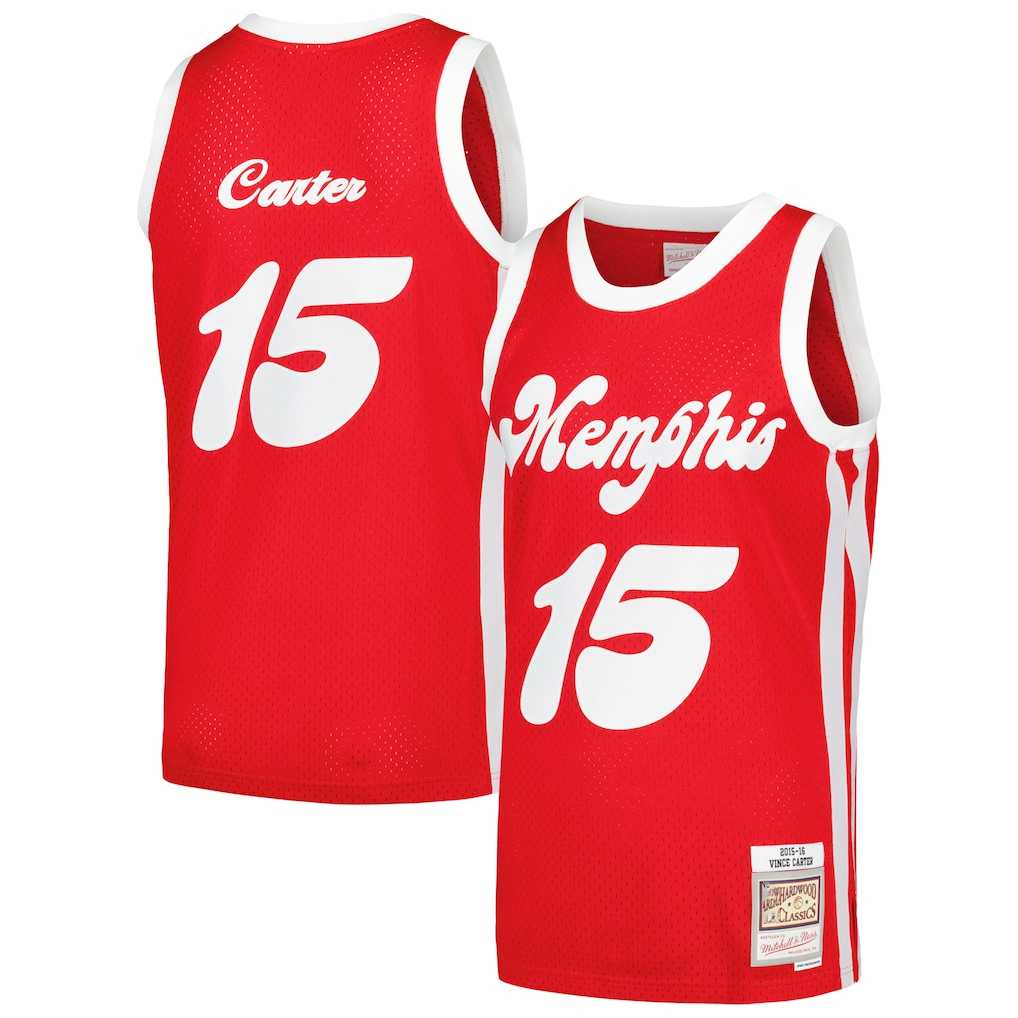 Jamed M.Grizzlies #15 Vince Carter Mitchell & Ness Red 2015-2016 Hardwood Classics Swingman Stitched Jerseys