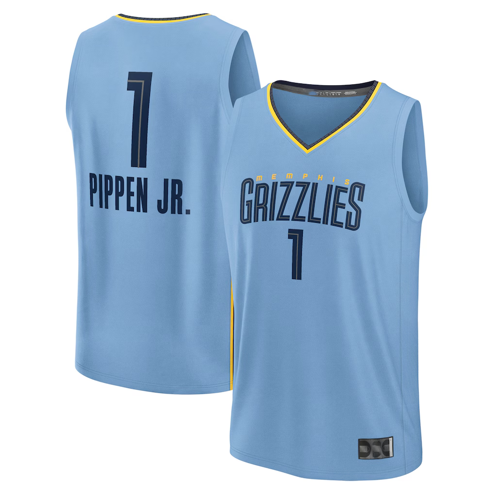 Jamed M.Grizzlies #1 Scotty Pippen Jr. Light Blue Fast Break Replica Player Stitched Jerseys- Statement Edition