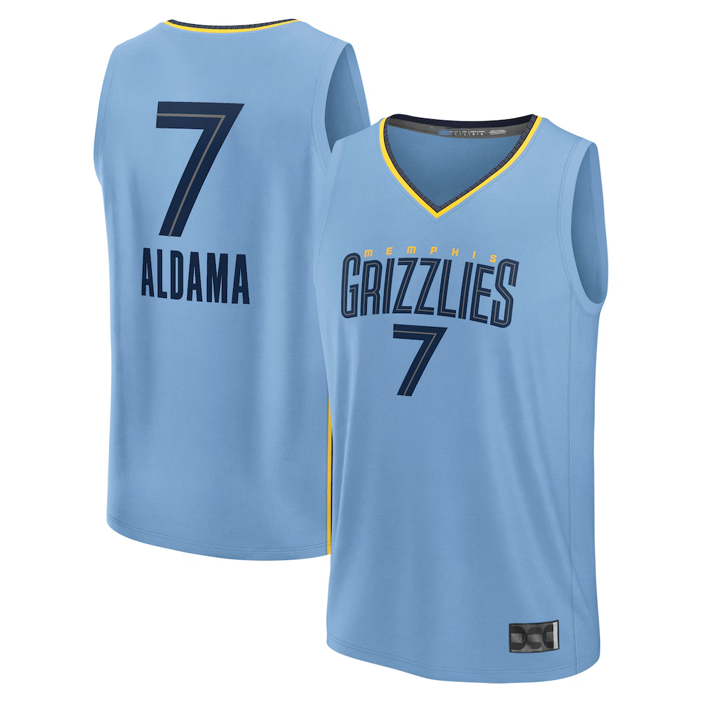 Jamed M.Grizzlies #7 Santi Aldama Light Blue Fast Break Replica Player Stitched Jerseys- Statement Edition