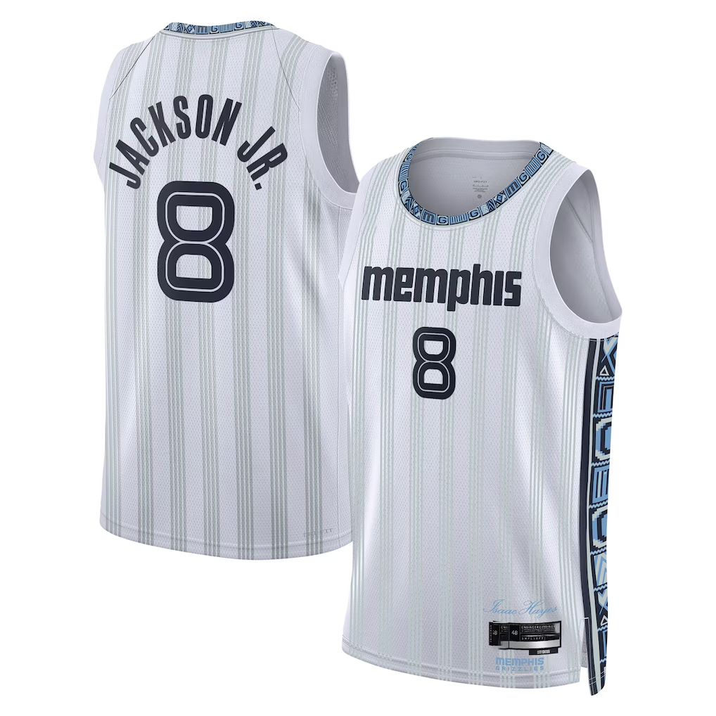 Jamed M.Grizzlies #8 Jaren Jackson Jr. White 2025-2026 Swingman Stitched Jerseys- City Edition