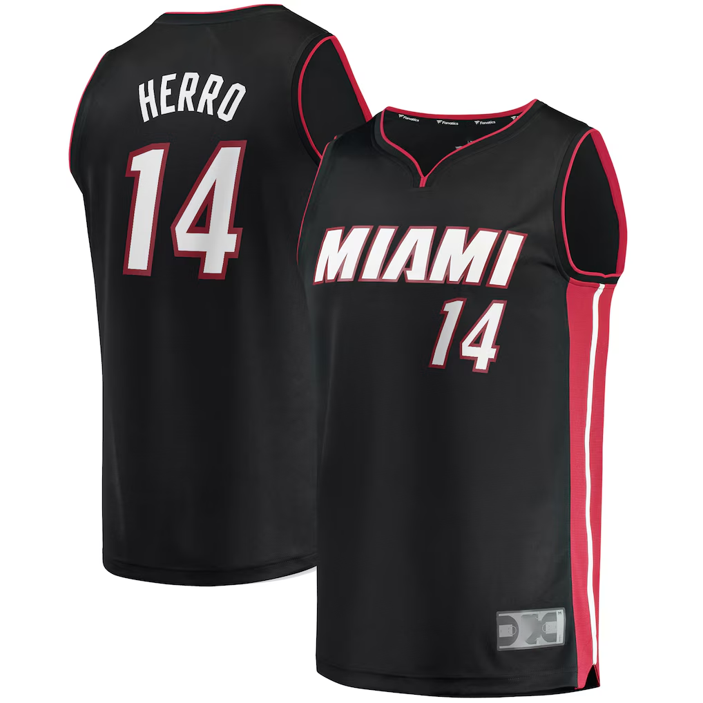 Jamed M.Heat #14 Tyler Herro Black Fast Break Replica Jerseys - Icon Edition