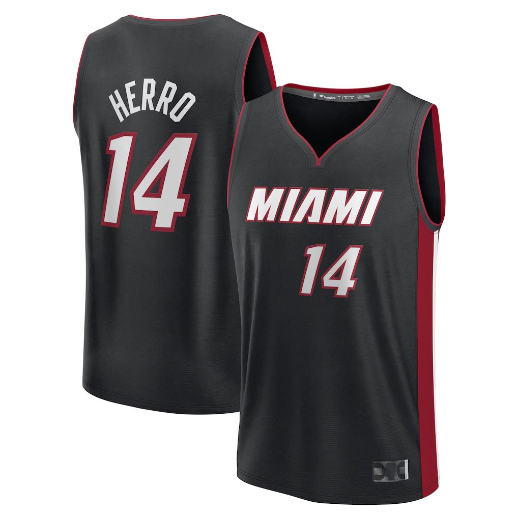 Jamed M.Heat #14 Tyler Herro Black Fast Break Replica Player Jerseys - Icon Edition