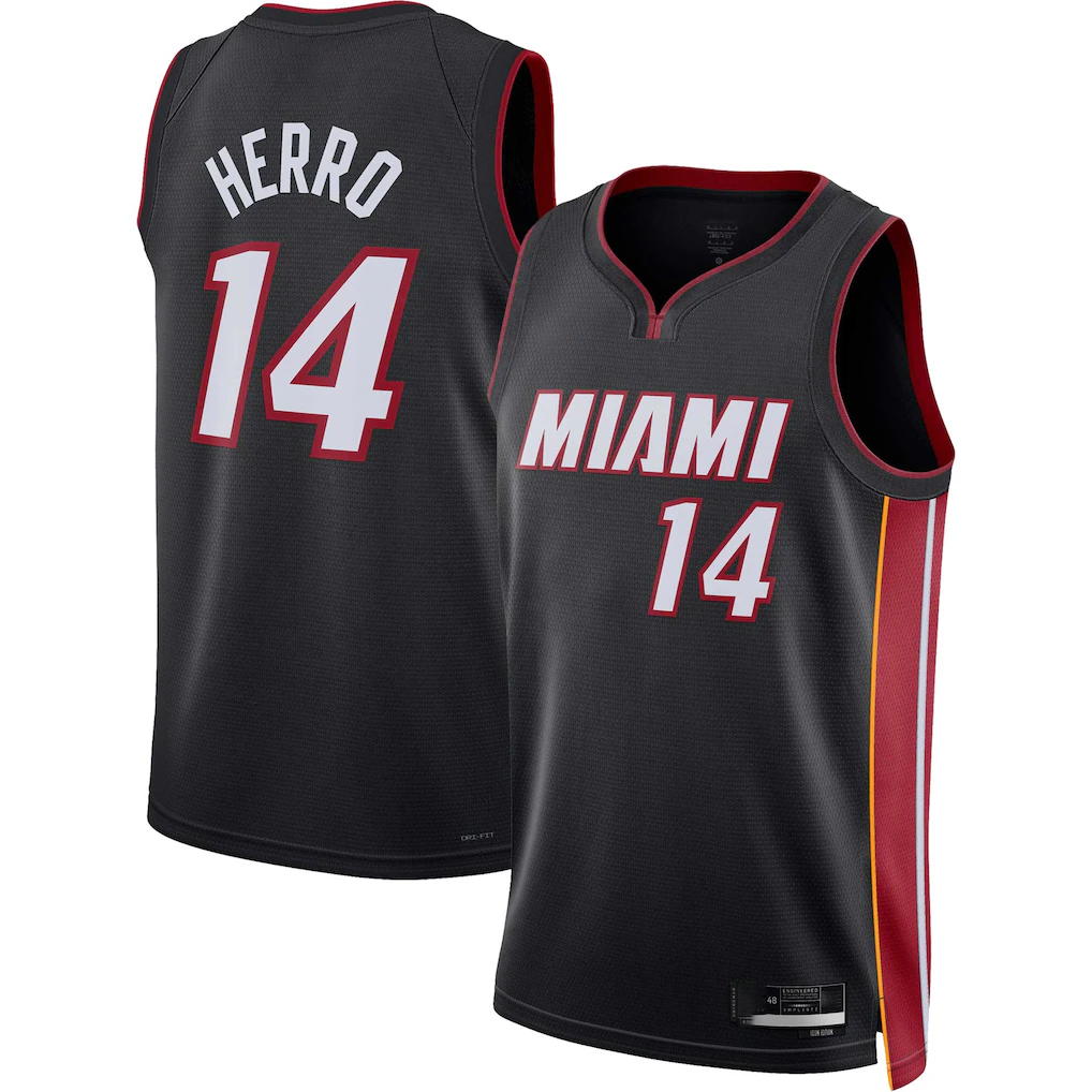 Jamed M.Heat #14 Tyler Herro Black Swingman Jerseys - Icon Edition