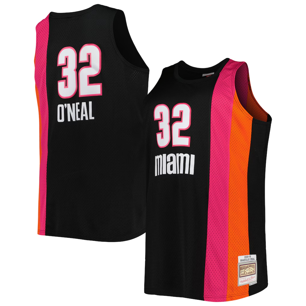 Jamed M.Heat #32 Shaquille O'Neal Mitchell & Ness Black Big & Tall Hardwood Classics 2005-2006 Swingman Jerseys