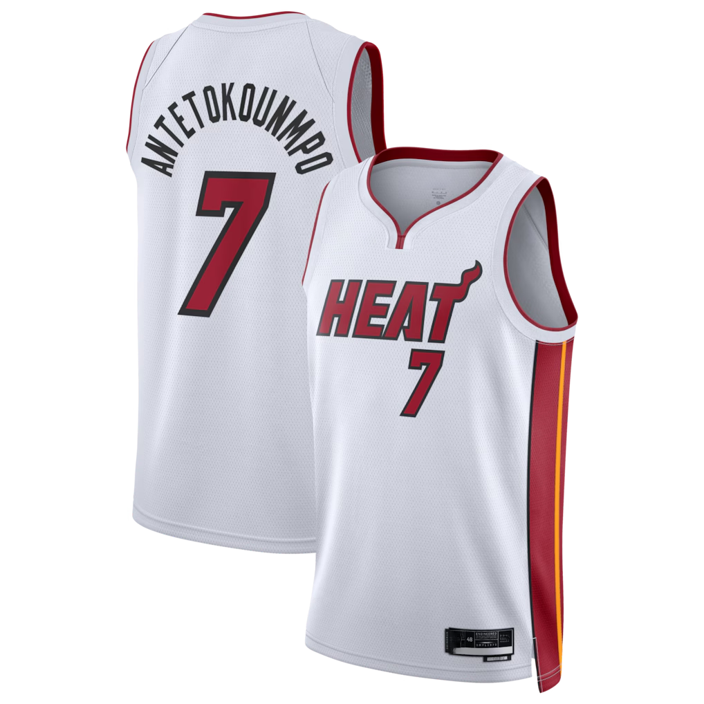Jamed M.Heat #7 Giannis Antetokounmpo White Swingman Jerseys - Association Edition