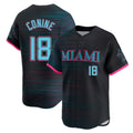 Jamed M.Marlins #18 Griffin Conine Player Black City Connect Home Limited Stitched Jerseys