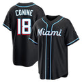 Jamed M.Marlins #18 Griffin Conine Player Black Fashion Out Home Game Stitched Jerseys