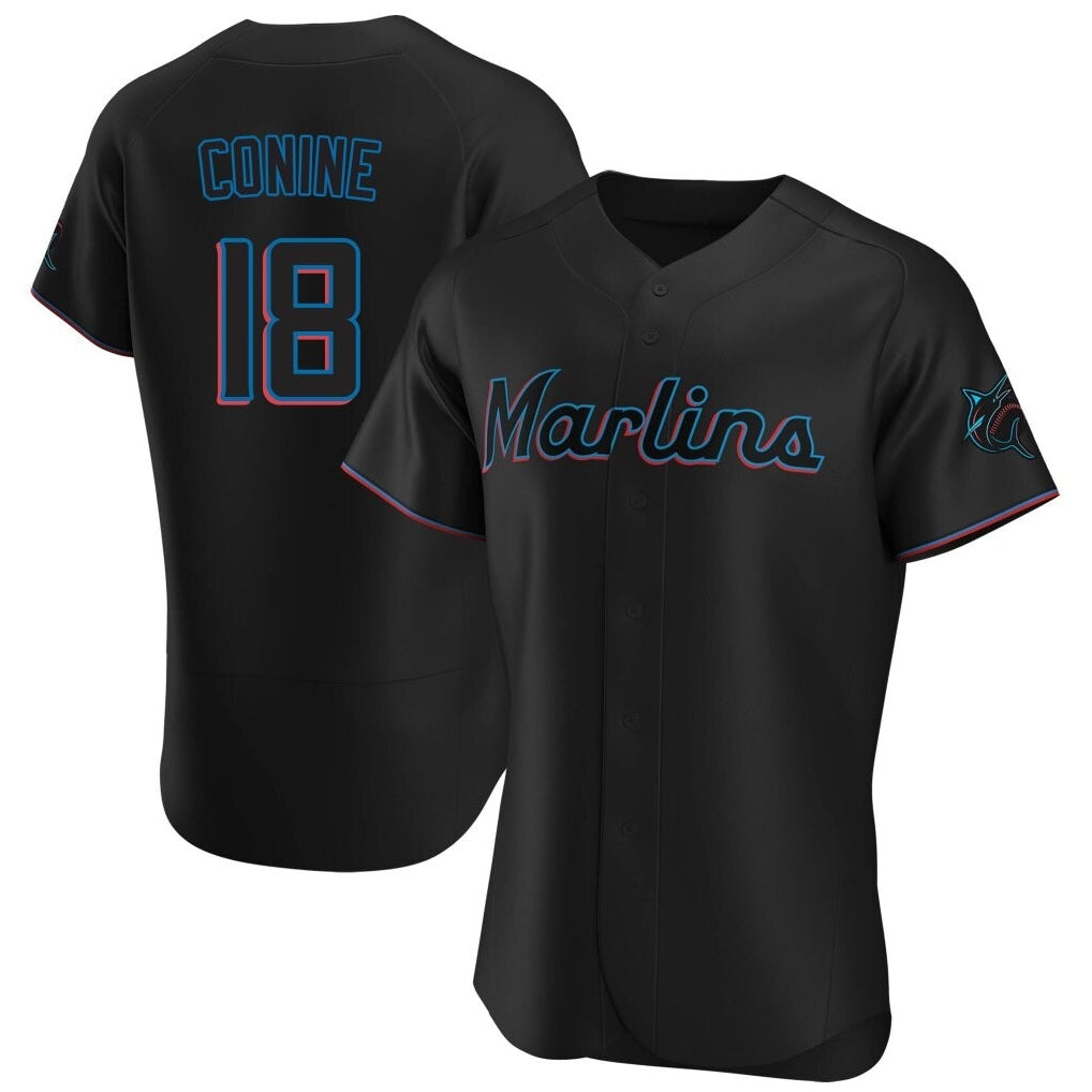 Jamed M.Marlins #18 Griffin Conine Player Black Home Limited Elite Stitched Jerseys