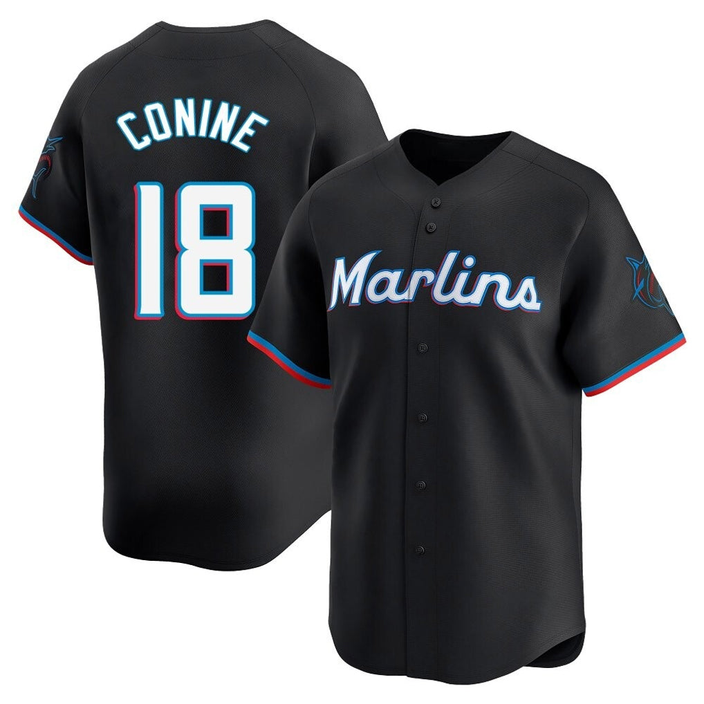 Jamed M.Marlins #18 Griffin Conine Player Black Home Limited Stitched Jerseys