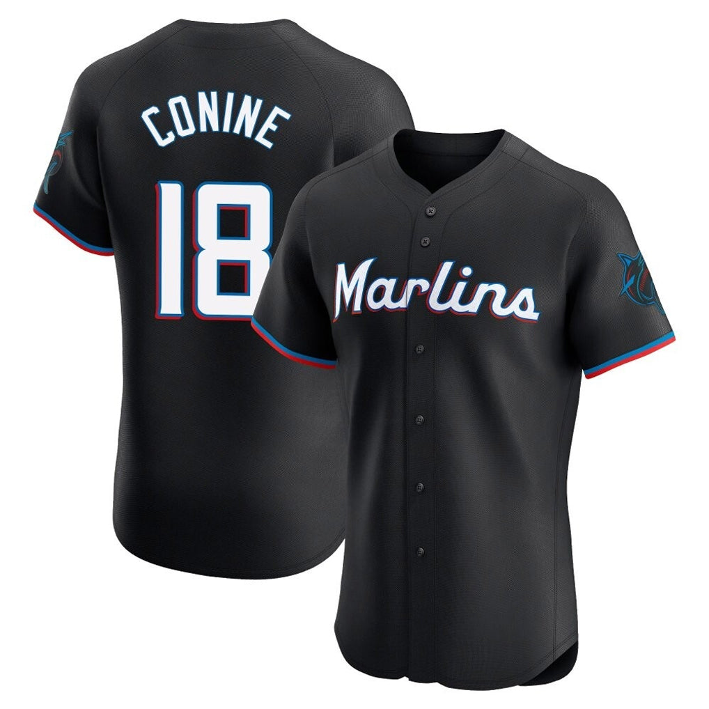 Jamed M.Marlins #18 Griffin Conine Player Black Vapor Home Limited Elite Stitched Jerseys