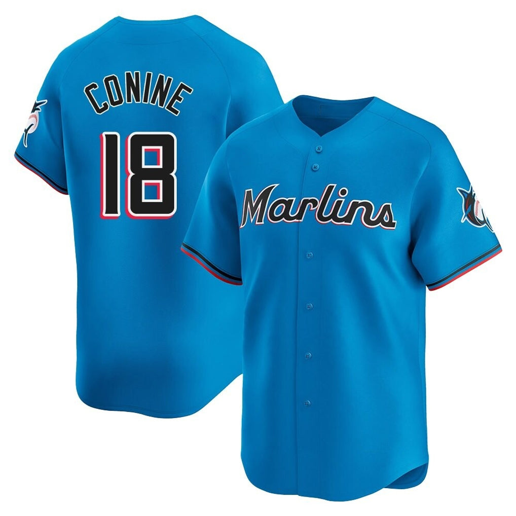 Jamed M.Marlins #18 Griffin Conine Player Blue Home Limited Stitched Jerseys