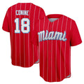 Jamed M.Marlins #18 Griffin Conine Player Red City Connect Home Game Stitched Jerseys