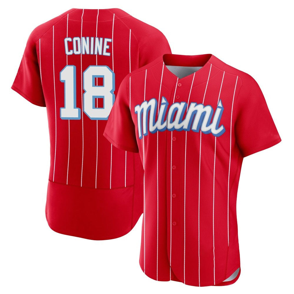 Jamed M.Marlins #18 Griffin Conine Player Red City Connect Home Limited Elite Stitched Jerseys
