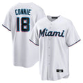Jamed M.Marlins #18 Griffin Conine Player White Home Game Stitched Jerseys