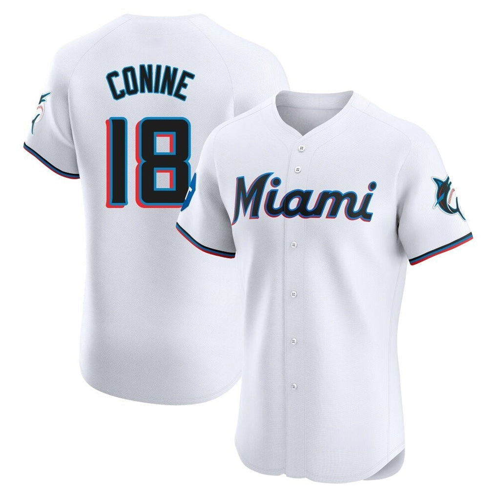 Jamed M.Marlins #18 Griffin Conine Player White Home Limited Elite Stitched Jerseys