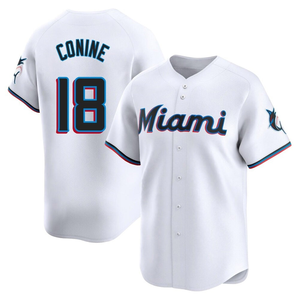 Jamed M.Marlins #18 Griffin Conine Player White Home Limited Stitched Jerseys