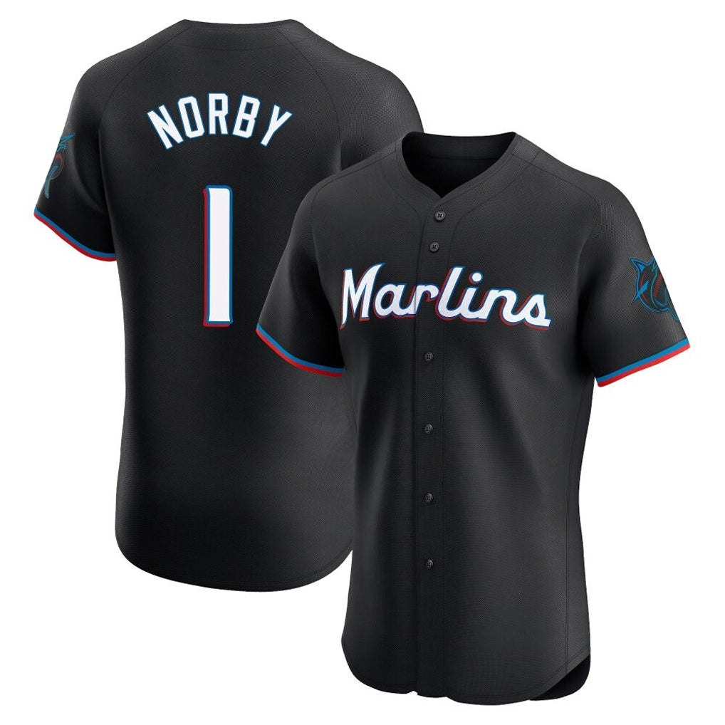 Jamed M.Marlins #1 Connor Norby Player Black Vapor Home Limited Elite Stitched Jerseys