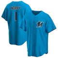 Jamed M.Marlins #1 Connor Norby Player Blue Home Game Stitched Jerseys