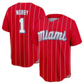 Jamed M.Marlins #1 Connor Norby Player Red City Connect Home Game Stitched Jerseys