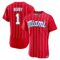 Jamed M.Marlins #1 Connor Norby Player Red City Connect Home Limited Elite Stitched Jerseys